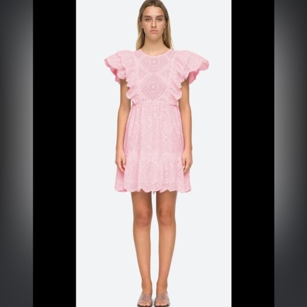 NEW Sea NY Vienne Eyelet Tunic Mini Dress Size M in Lilac Color NWT